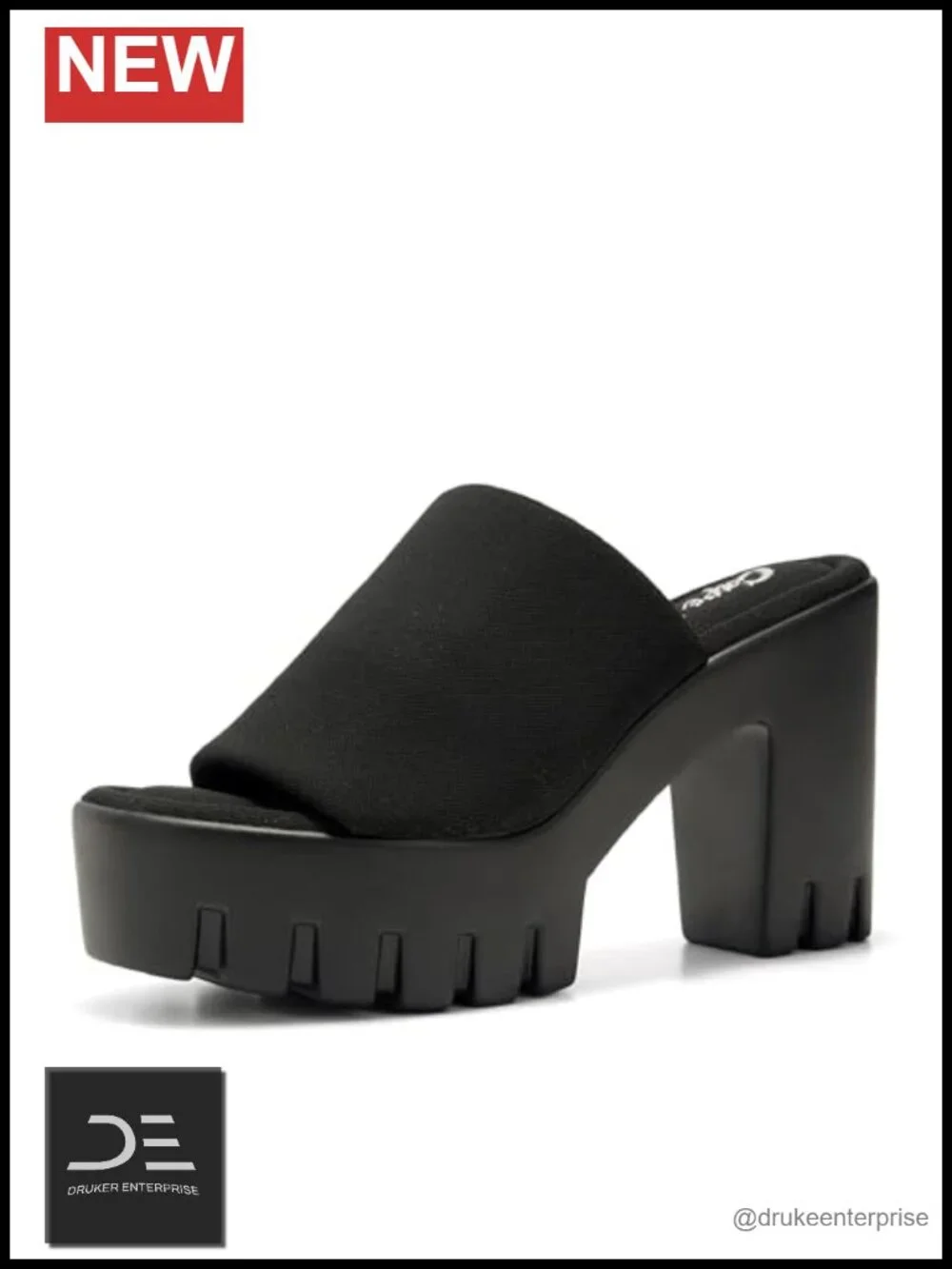 Platform Sandals Chunky Block Heel Slip On Elastic Band Round Open Toe Dressy